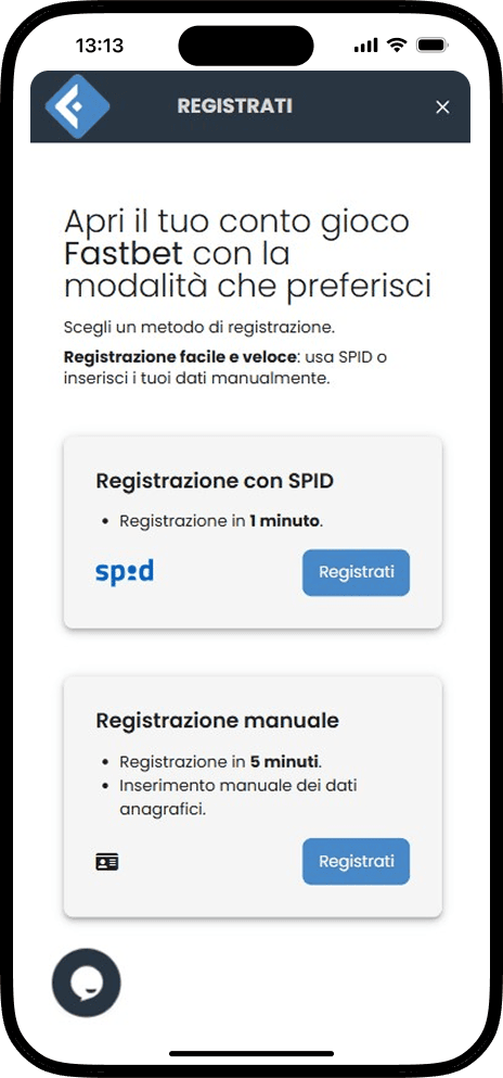 Registrazione al casinò Fastbet